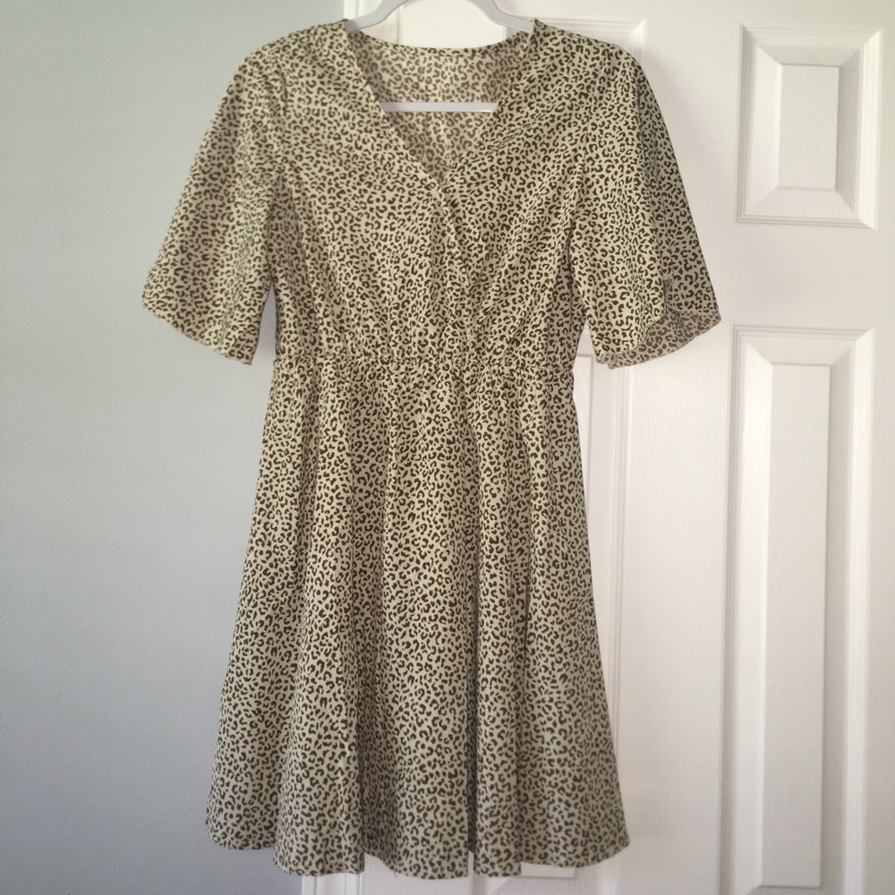 Leopard Print Wrap A-Line dress